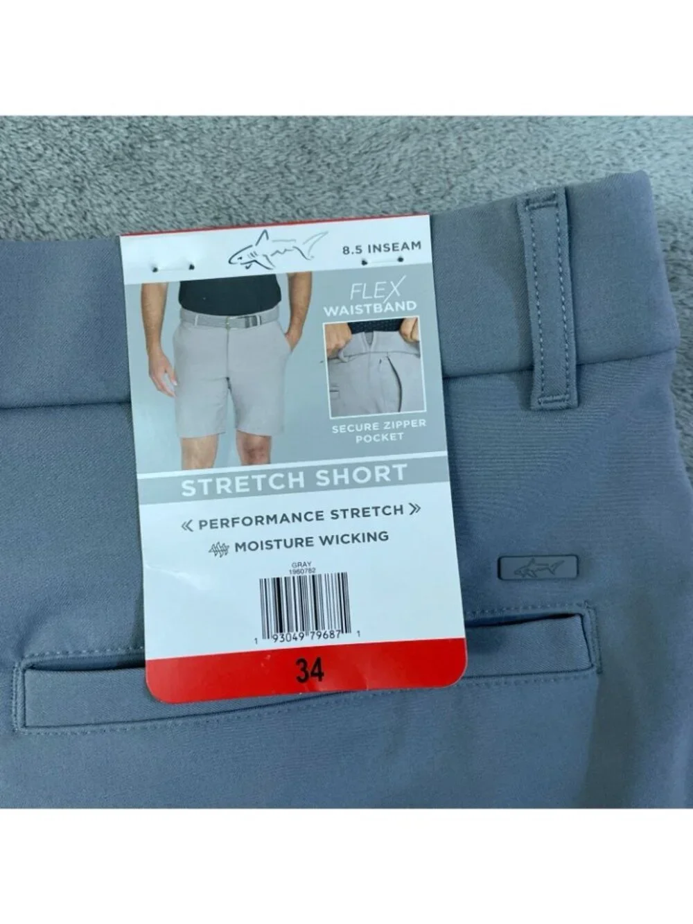 NWT Greg Norman Men's 34 ML75 Stretch Shorts Gray Performance Golf Flex Waist